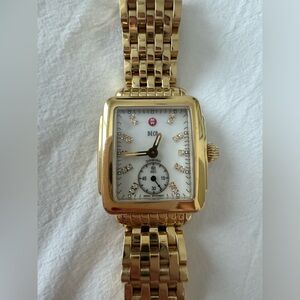 Michele Deco Diamond Gold Tone Watch